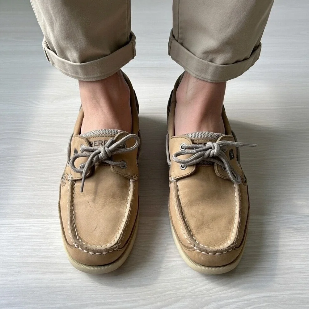 Sperry Top-Sider Boat Deck‎ Shoes Mens Size 8 Brown Leather Lace Up Nautical